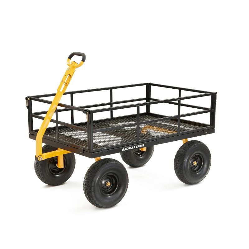 Gorilla Carts Extra Heavy Duty Steel Utility Cart with Removable Sides and Pneumatic Tires Capacity
