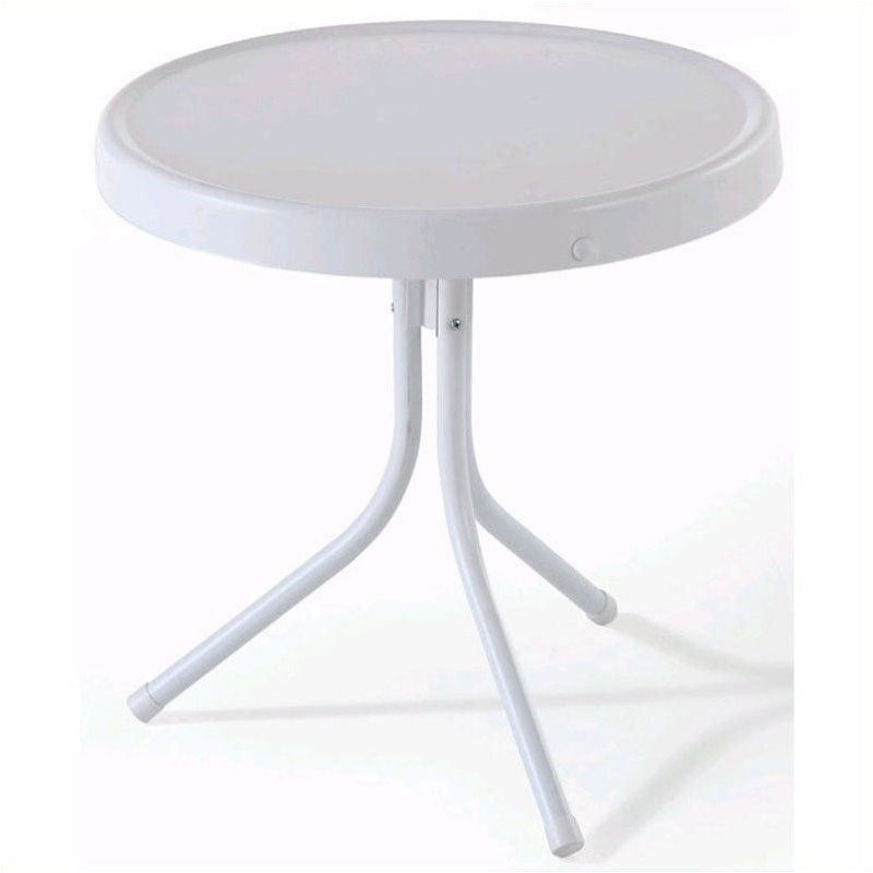 Steel Retro Metal Table in White-Pemberly Row