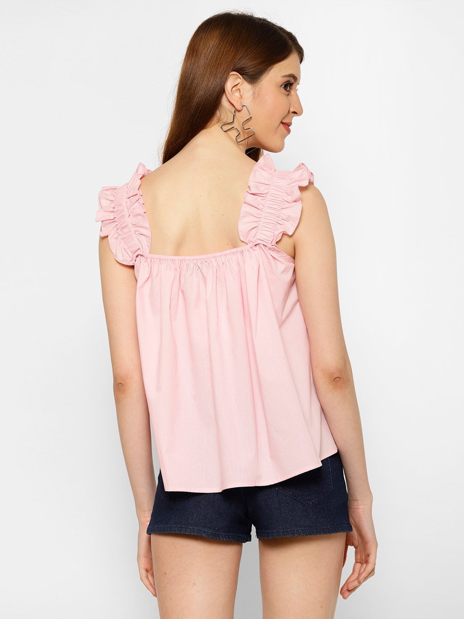 KASSUALLY Pink Relaxed Fit Crop Top