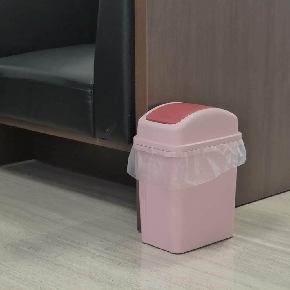 Teyyvn 7 Liter / 1.8 Gallon Plastic Trash Can, Small Garbage Can with Swing Lid (Pink)