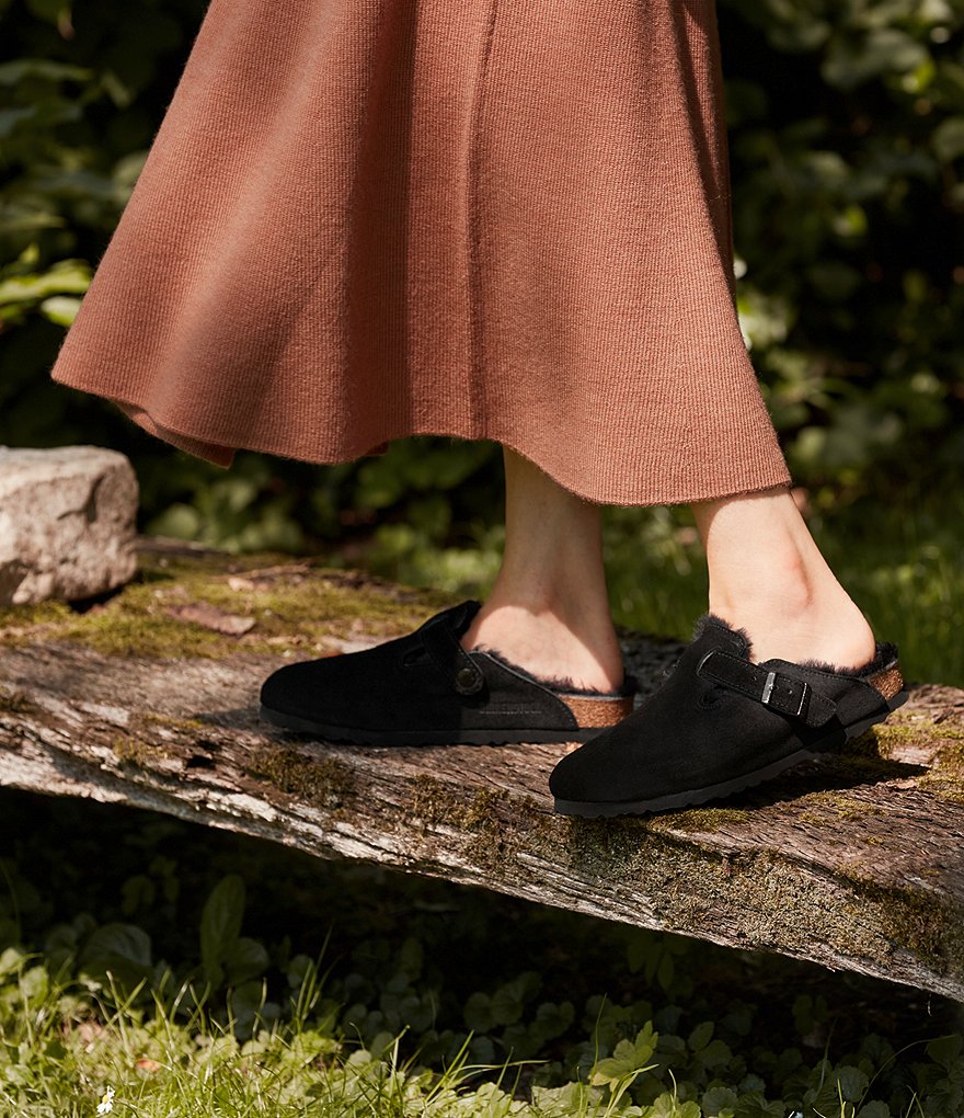 Birkenstock Women's Boston Suede Shearling-Lined Clogs