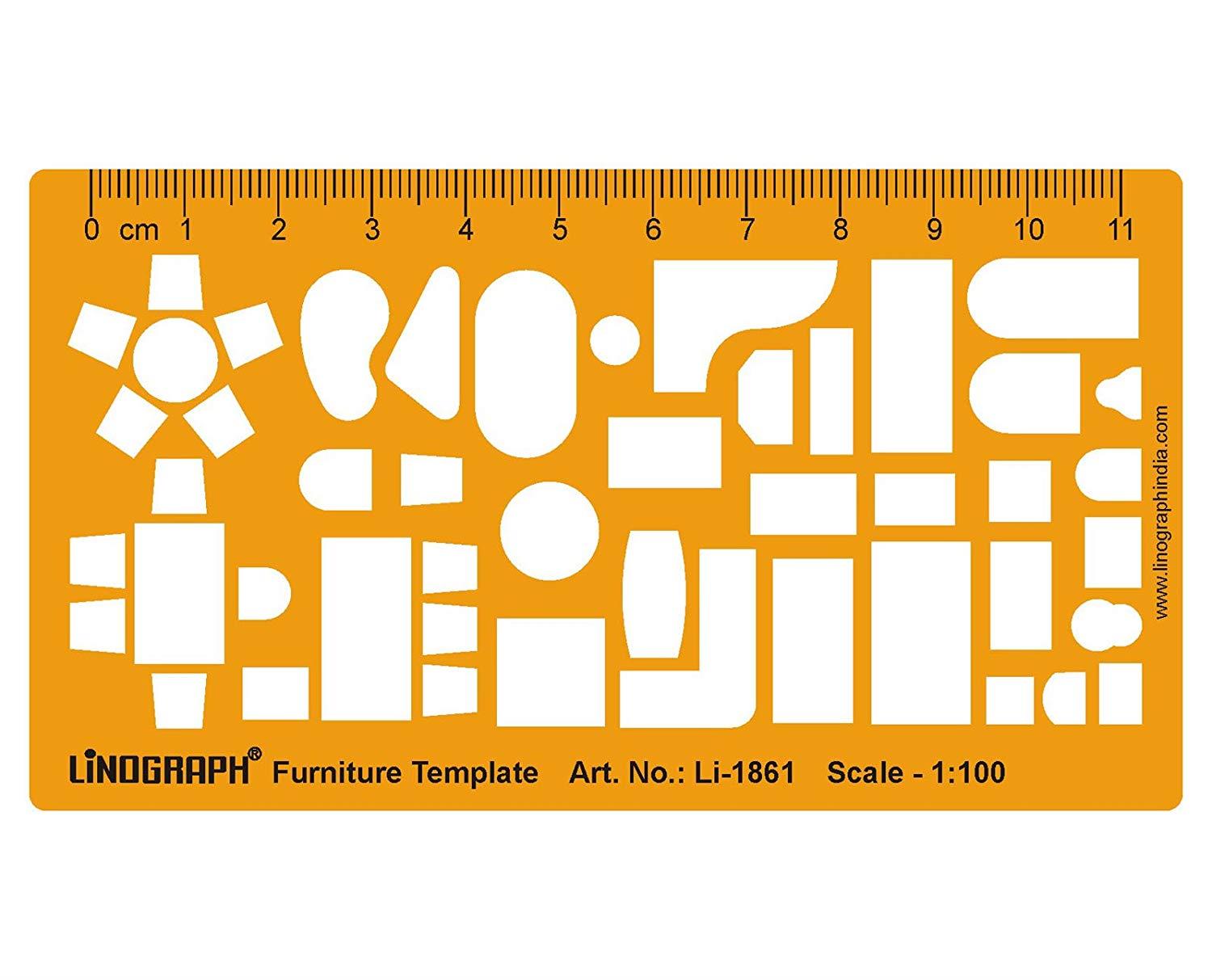 Furniture Symbol Drafting And Design Template Stencil Symbols Architectural Technical Drawing scale 1:100