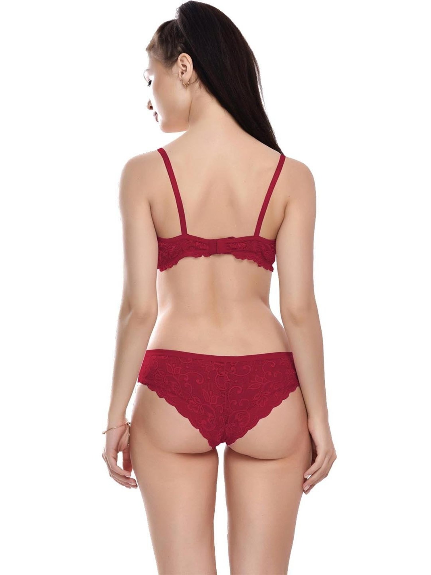 mod & shy Pink Self Pattern Lingerie Set