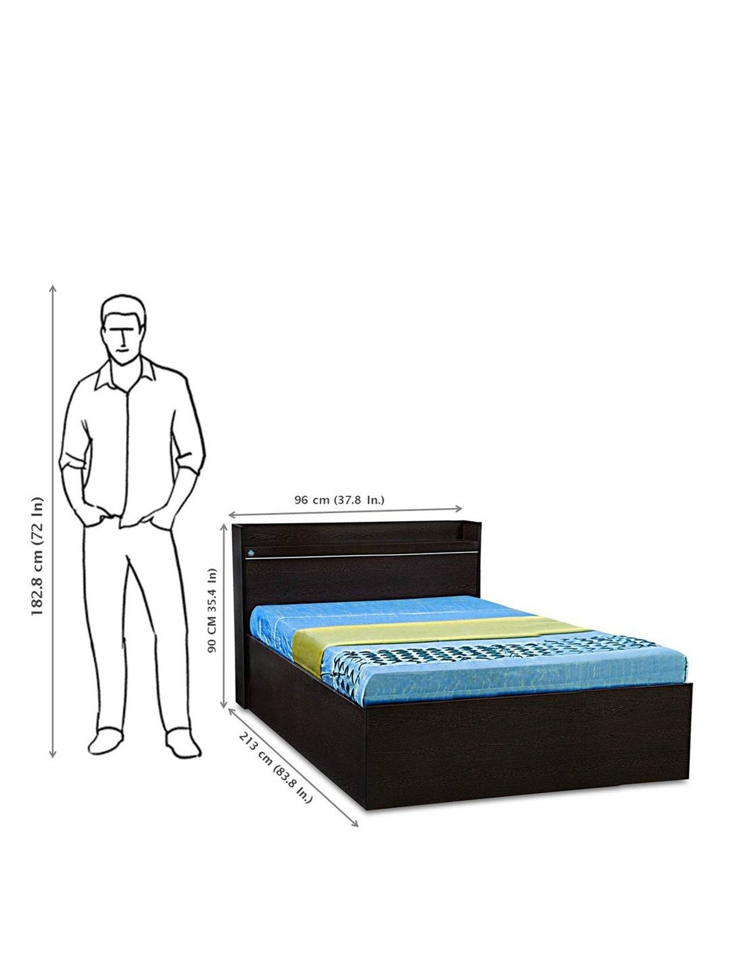 Delite Kom Plum Flowery Wenge Engineered Wood Single Box Bed