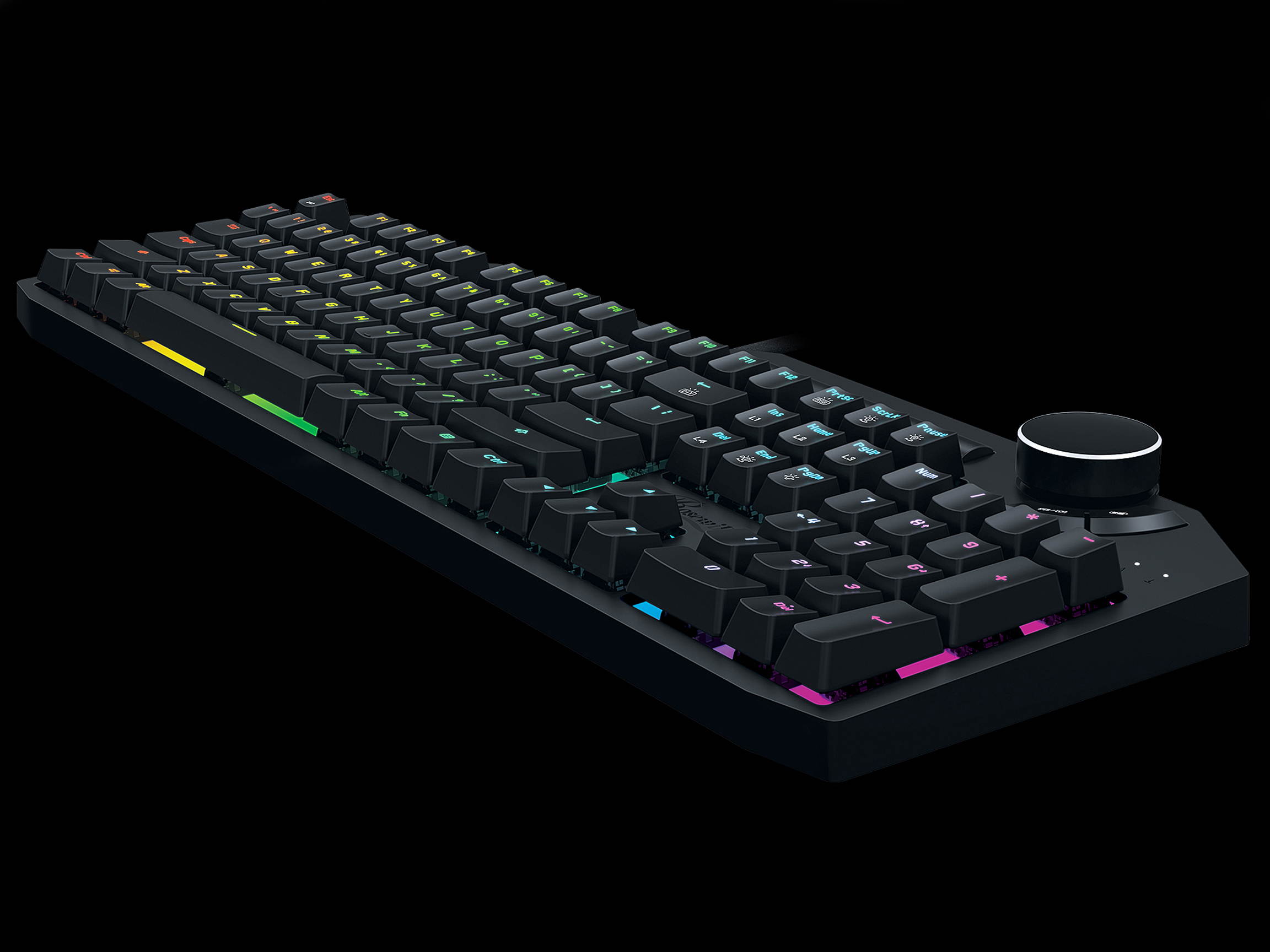 Rosewill Mechanical Gaming Keyboard, 15 RGB Backlit Modes, 2-Port USB Passthrough, Media Keys and Multifunctional Volume Dial, Blue Switches - NEON K90 RGB
