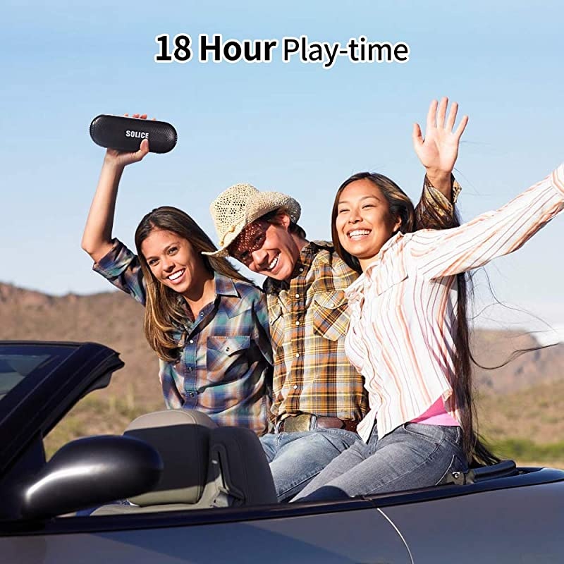 Bluetooth Speakers TWS Portable Durable Wireless SpeakersHiFi Sound and Rich BassIPX6 Waterproof Outdoor Speaker18 Hour PlaytimeBuiltin MicAUXSD InputEnjoy PartyCamping Black