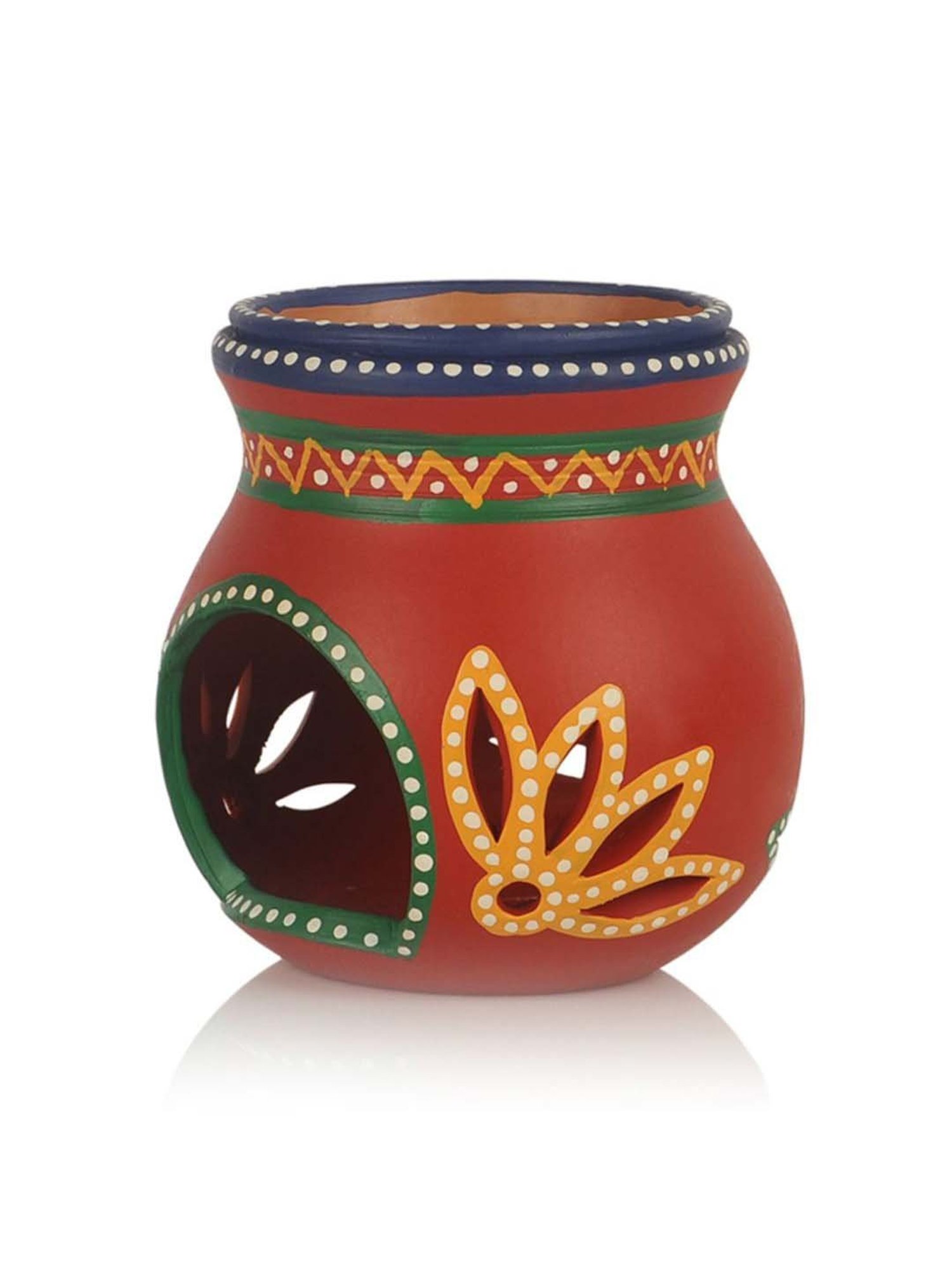 ExclusiveLane Terracotta Handpainted Aroma Diffuser In Red