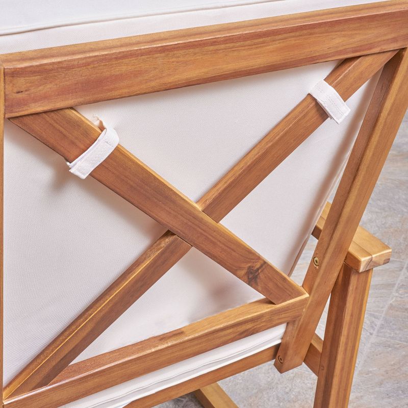 3pc Candel Acacia Wood Patio Rocking Chair and Table Set Teak - Christopher Knight Home