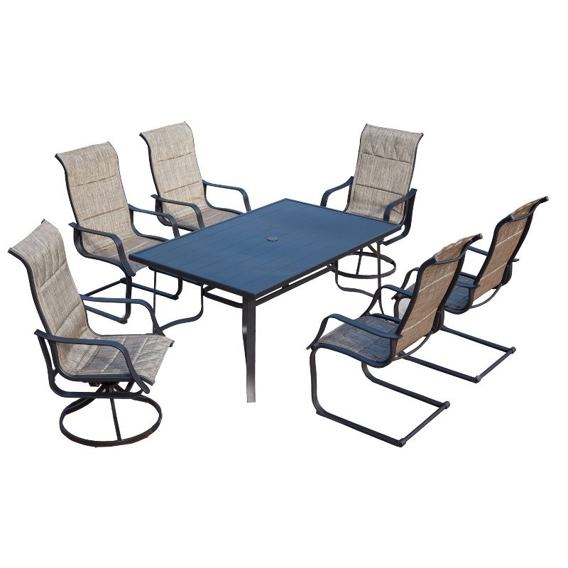 7pc Outdoor Steel Patio Dining Sets Gray - Lokatse