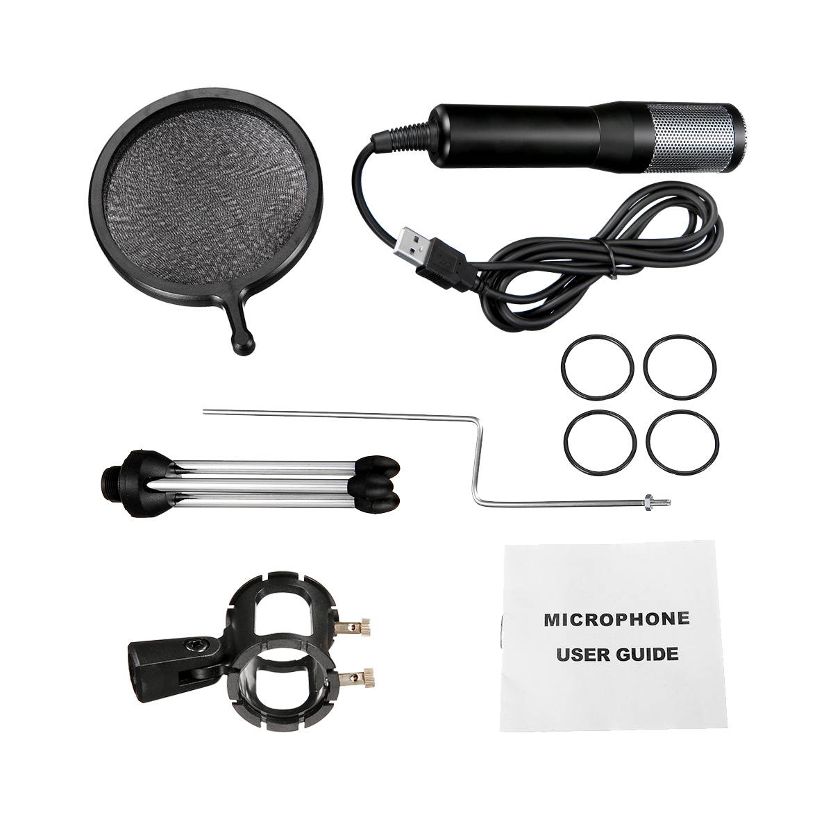 Professional Condenser Microphone USB Home Studio Podcast Recording PC Laptop