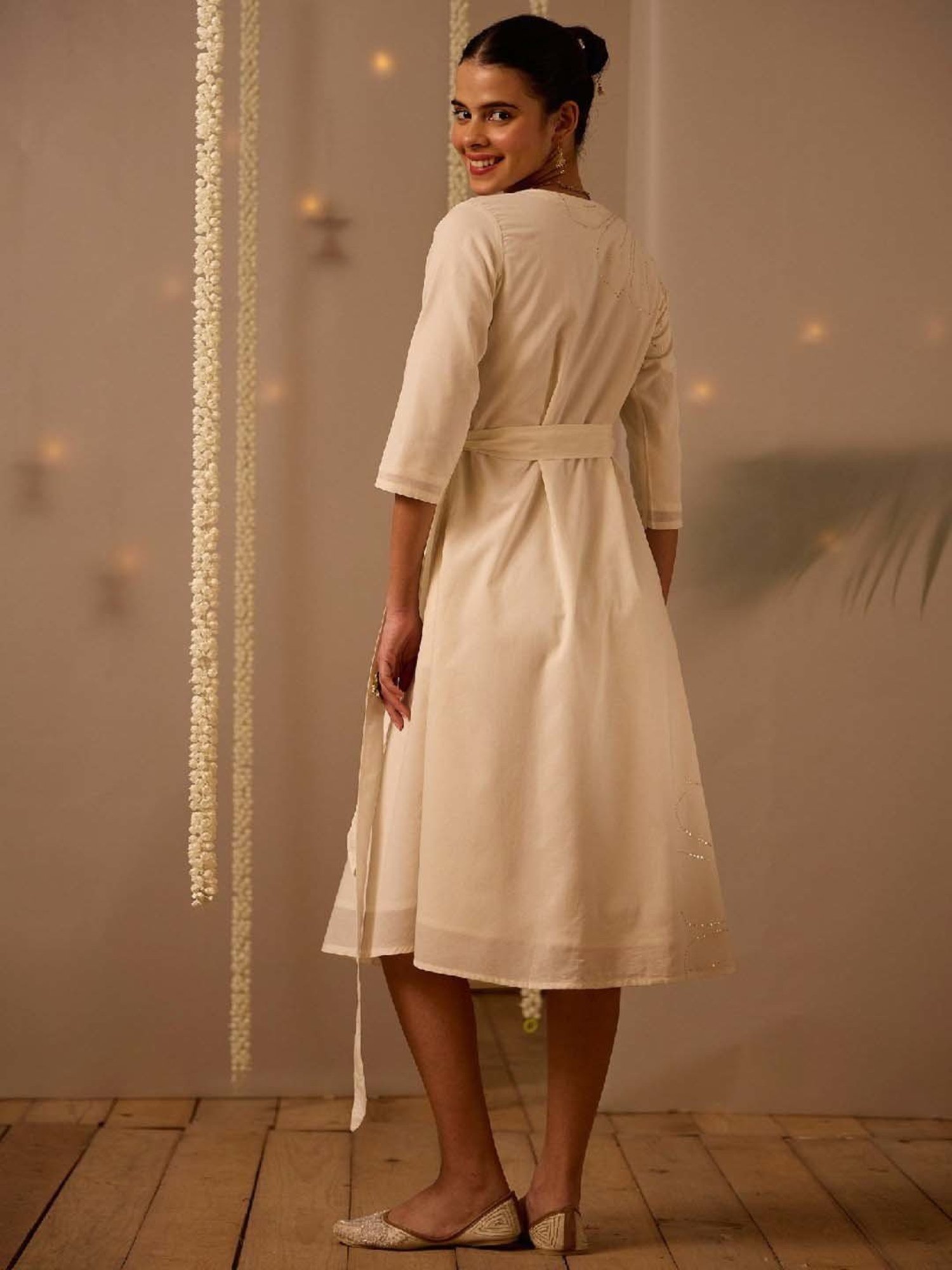 Okhai Off White Embellished Ethnic Dress