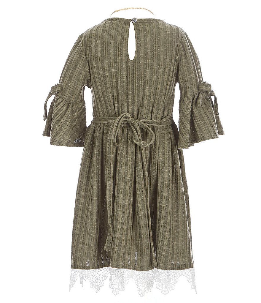 Rare Editions Little Girls 4-6X Bell-Sleeve Textured-Rib-Knit Fit-And-Flare Dress