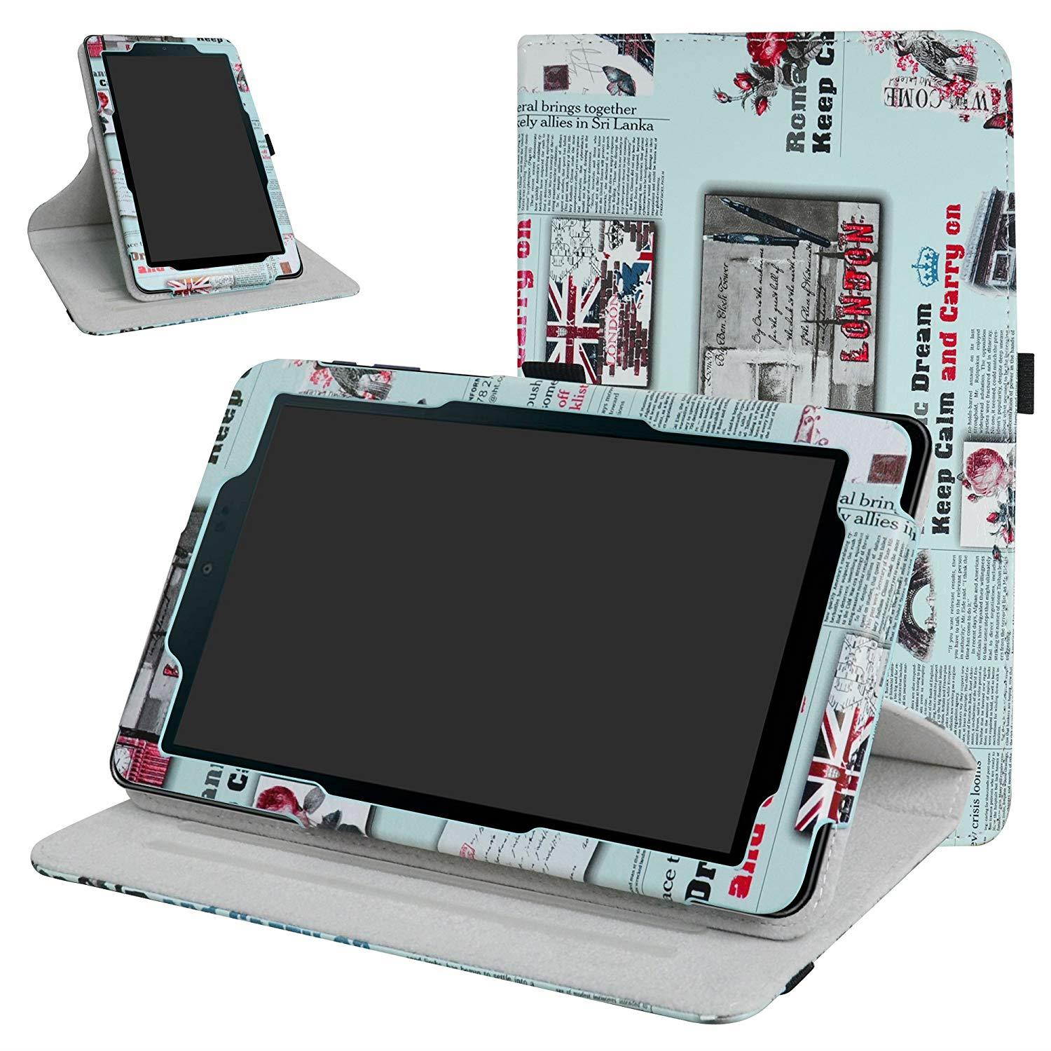 Sprint Slate 8" Tablet Rotating Case,Mama Mouth 360 Degree Rotary Stand with Cute Cover for 8" Sprint Slate 8 (AQT80) / Sprint Slate 8 Plus Android Tablet,Newspaper
