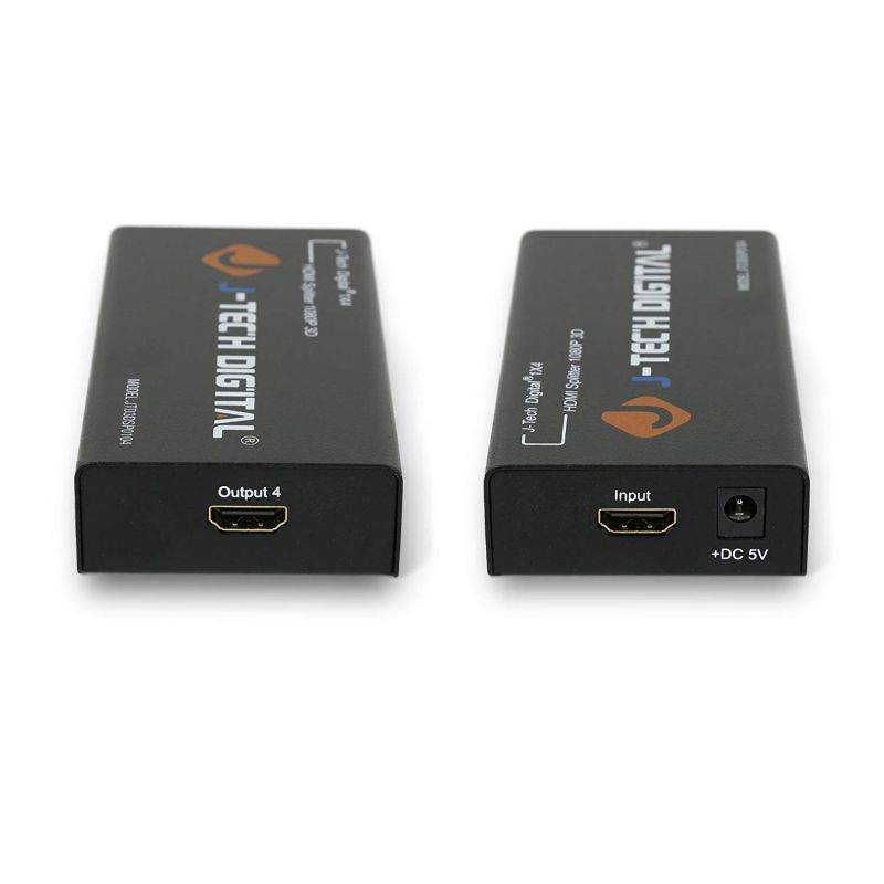 J-Tech Digital TM 4 Ports HDMI 1x4 Powered Splitter Ver 1.3 Certified for Full HD 1080P with Deep Color & HD Audio and Max Bandwidth of 10.2Gbps