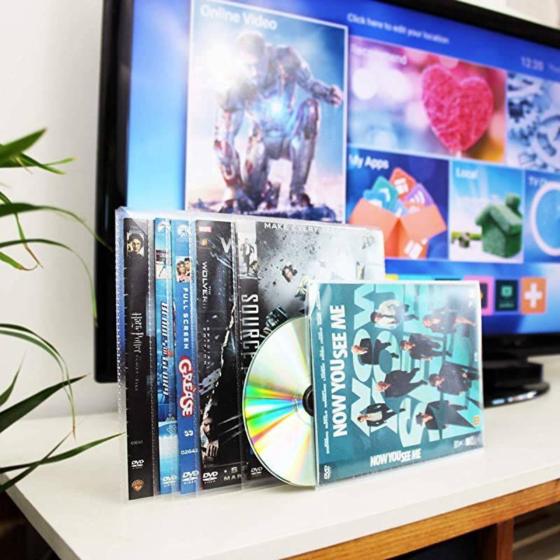 DVD Protective Sleeve with Closing Flap for DVD Storage Space for DVD and DVD Cover 100Pack 10281