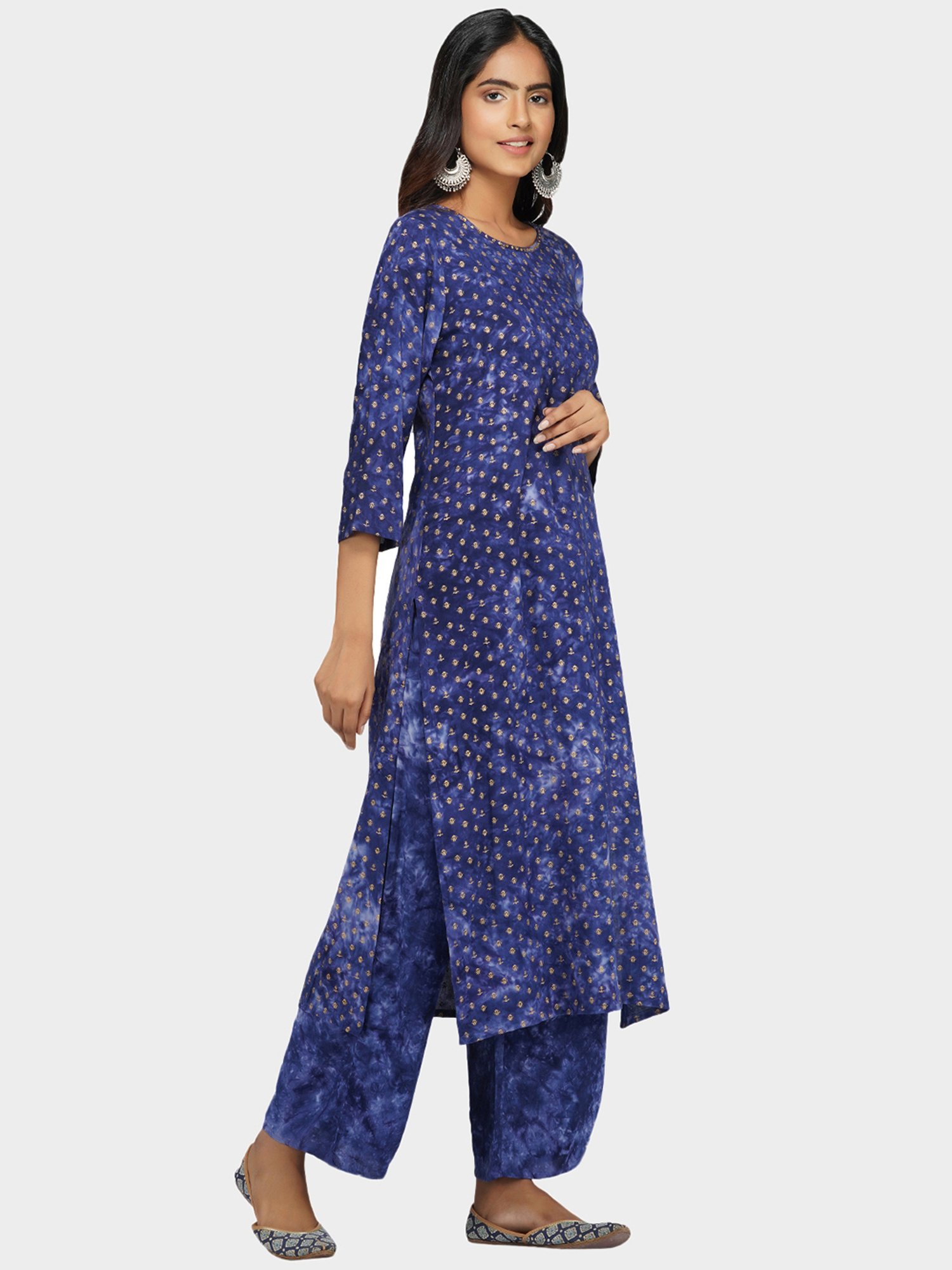 Paislei Blue Printed Kurta Pant Set