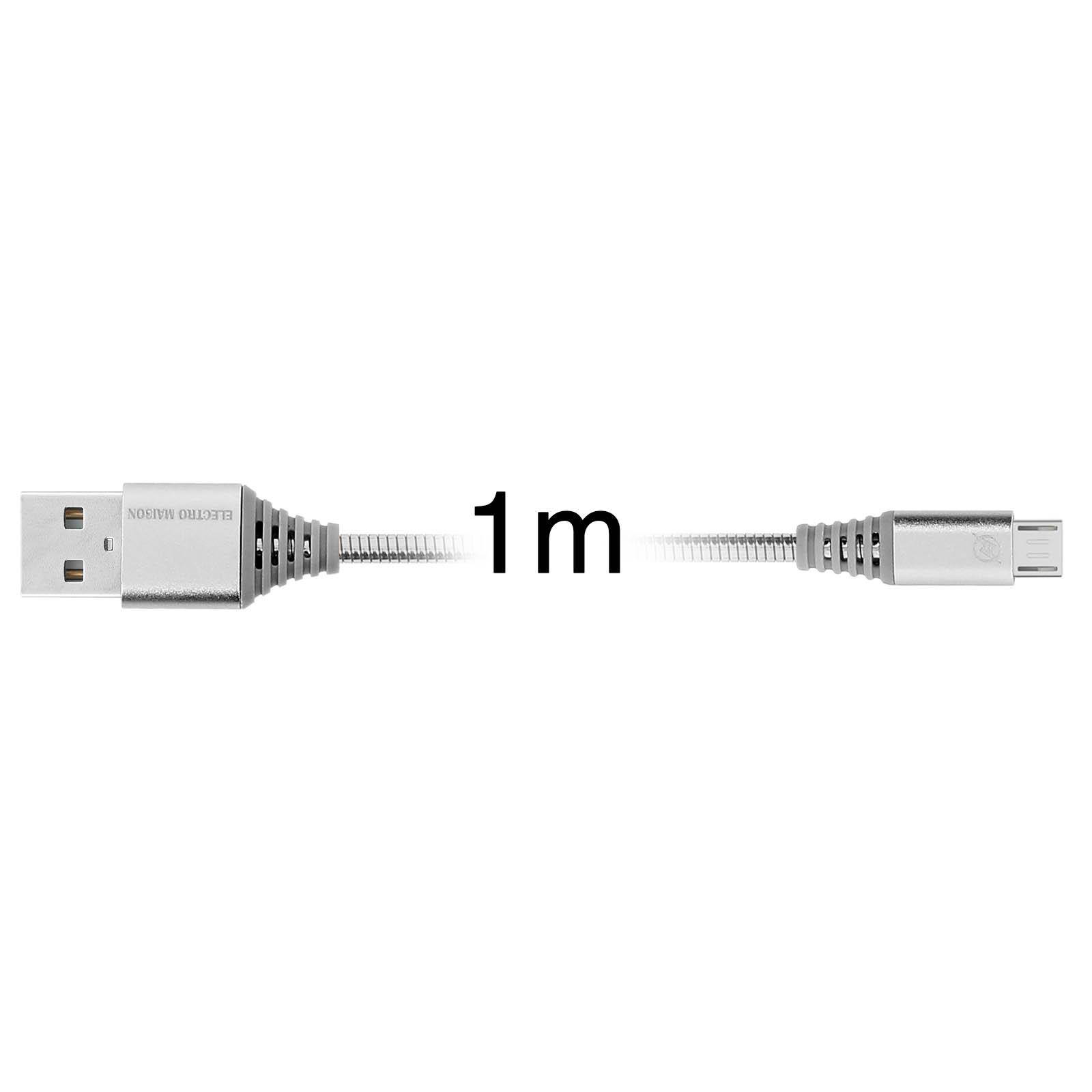 1m Micro-USB to USB cable for smartphones and tablets, Charge/Sync - Silver