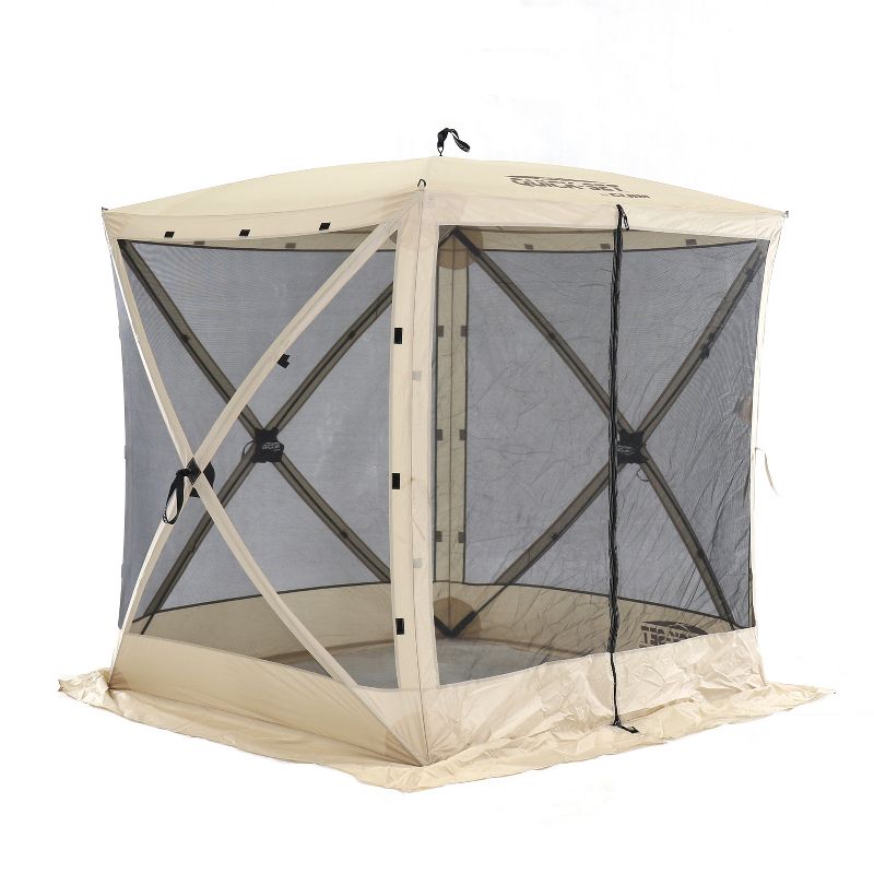 Costway Outdoor 2-Tier 10'x10' Gazebo Canopy Shelter Awning Tent Patio Garden Screw-free structure Brown