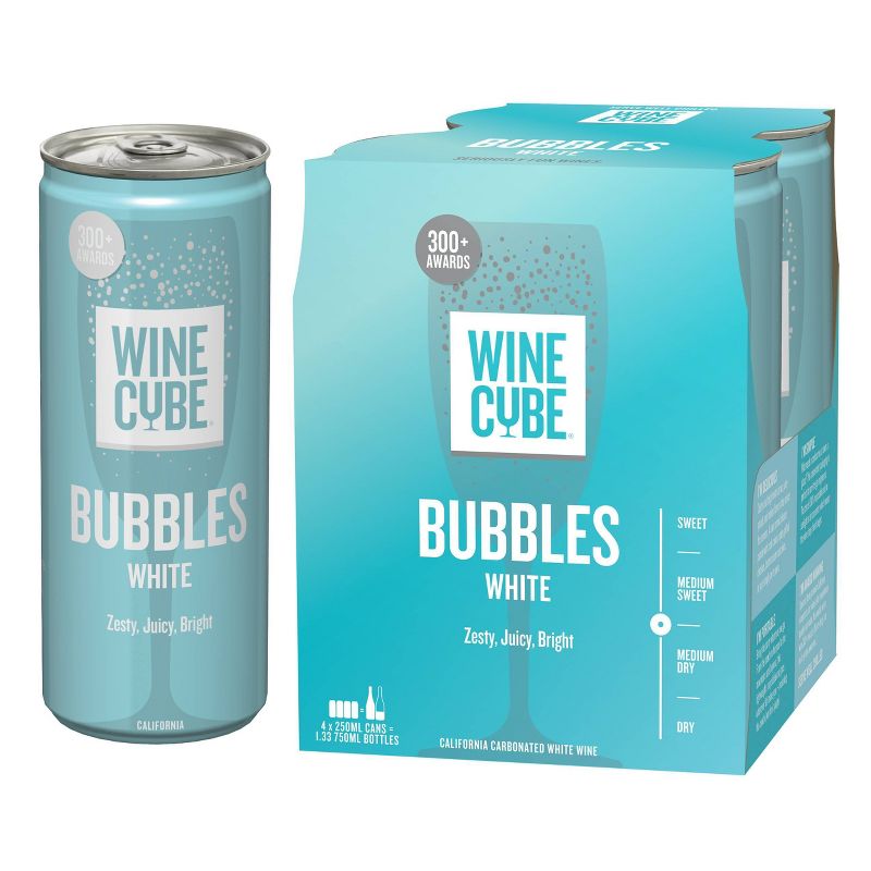 Bubbles Sparkling White Wine - 4pk/250ml Cans - Wine Cube™