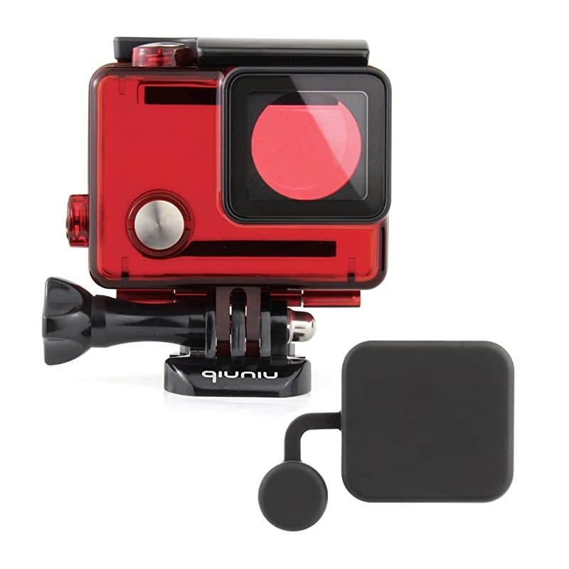 Dive Housing Case for GoPro Hero 4, GoPro Hero 3 and GoPro Hero 3+ Action Camera - Up to 40 Meters (131 feet) Underwater - Transparent Red