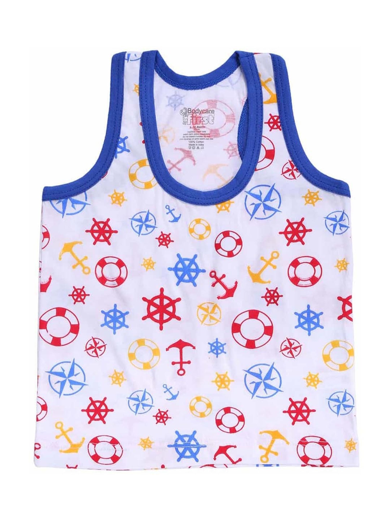 Bodycare Kids Multicolor Cotton Printed Vests (Pack of 6)