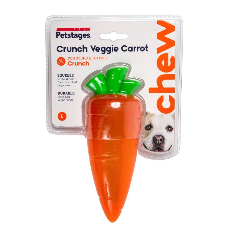 Petstages Crunch Veggies Carrot Dog Toy - L