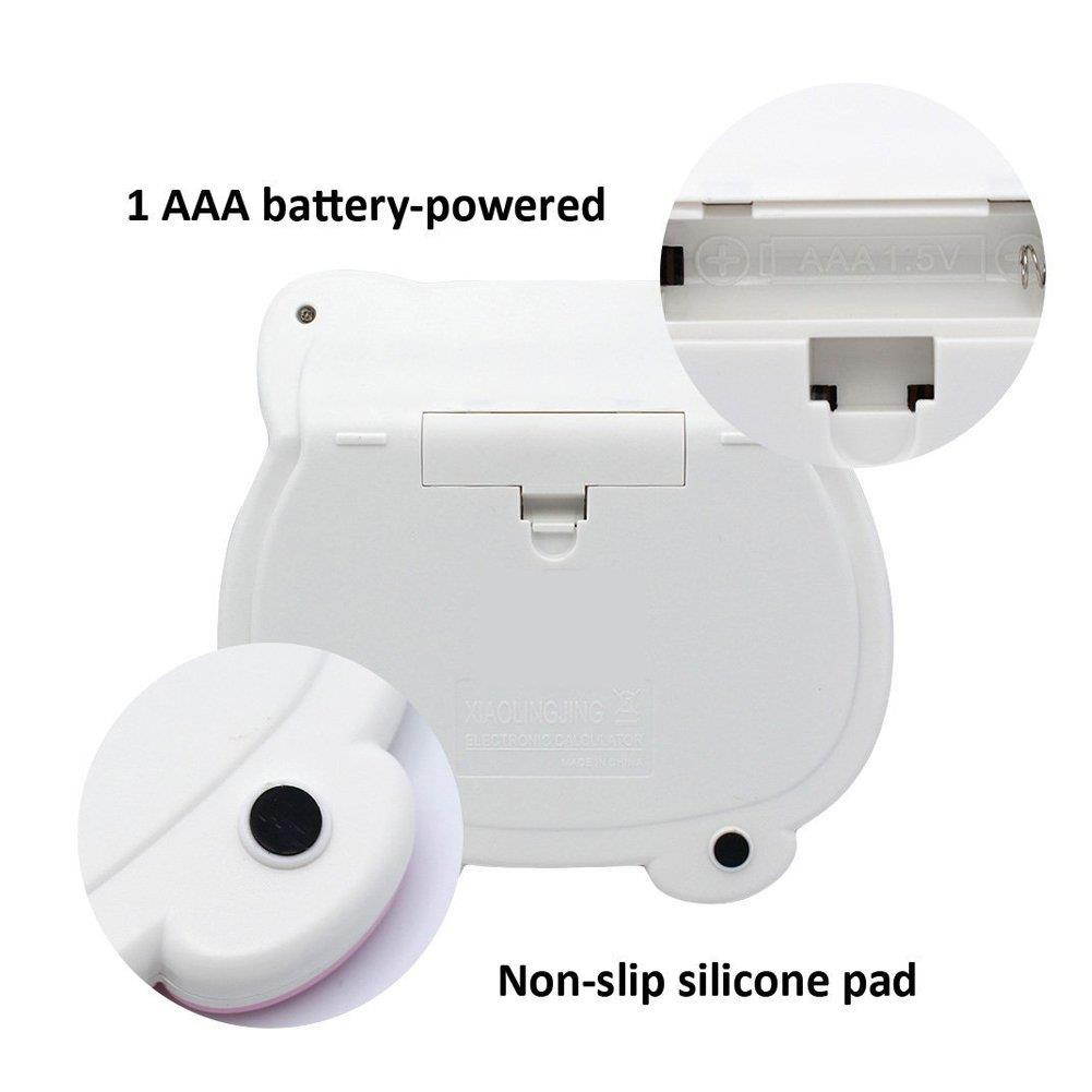 Loghot Adorable Creative 12 Digits Solar Dual Power Cartoon Cat Shape LCD Display Desktop Calculator with Big Screen White