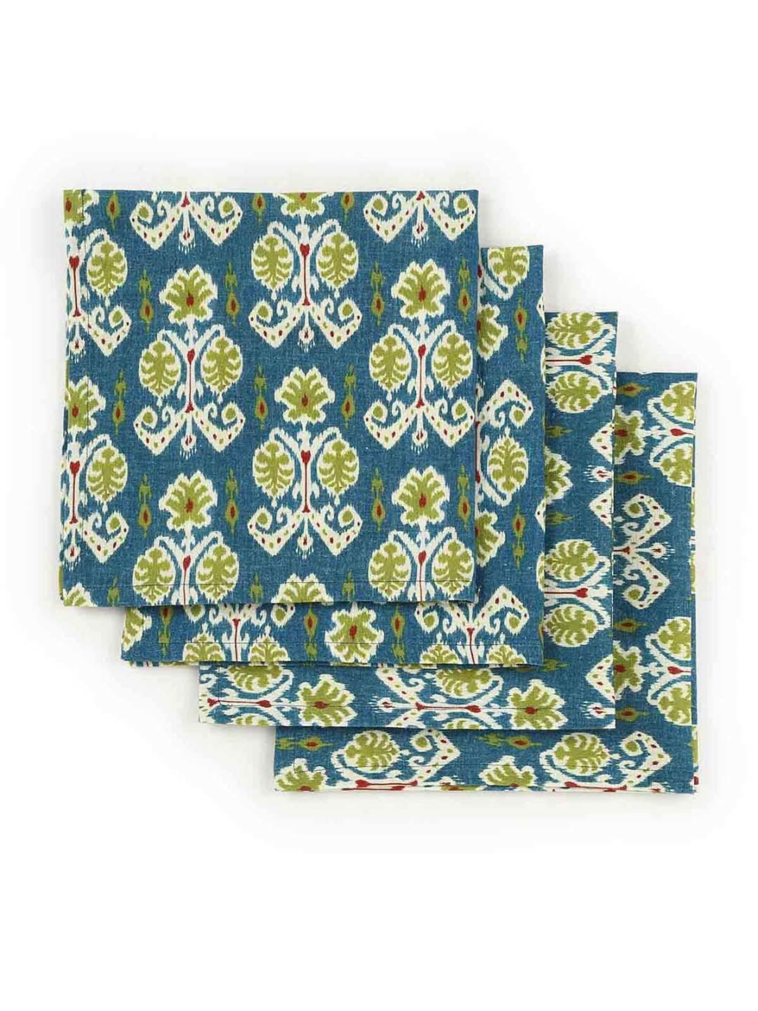Home4U Blue & Green Cotton Duck Napkins - Set of 4