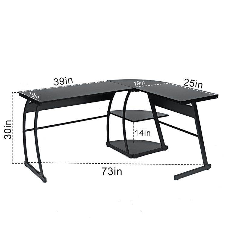 73" L-Shape Gaming Computer Desk Office Corner Laptop PC Table Workstation Study  with Shelves