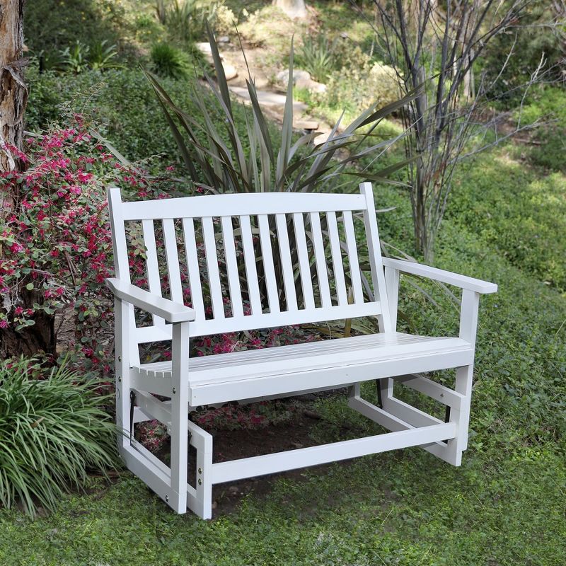 46" Torrey Outdoor Glider Loveseat White - Shine Company Inc.