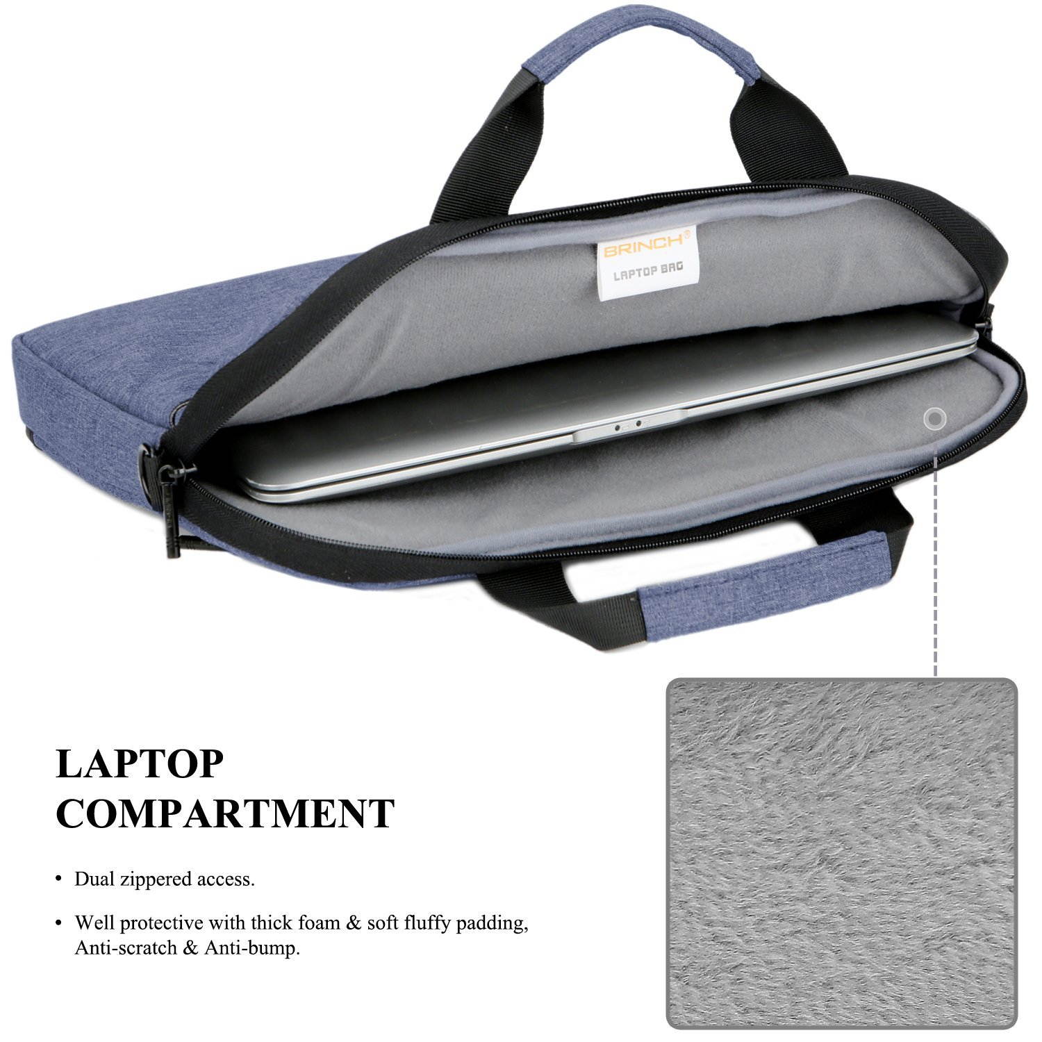 BRINCH 15.6 Inch Laptop Shoulder Bag,Classic Lightweight Slim Portable Laptop Messenger Sleeve Case for Work / Travel,Fits 15 - 15.6 Inches Laptop / Notebook / MacBook / Ultrabook Computer,Black