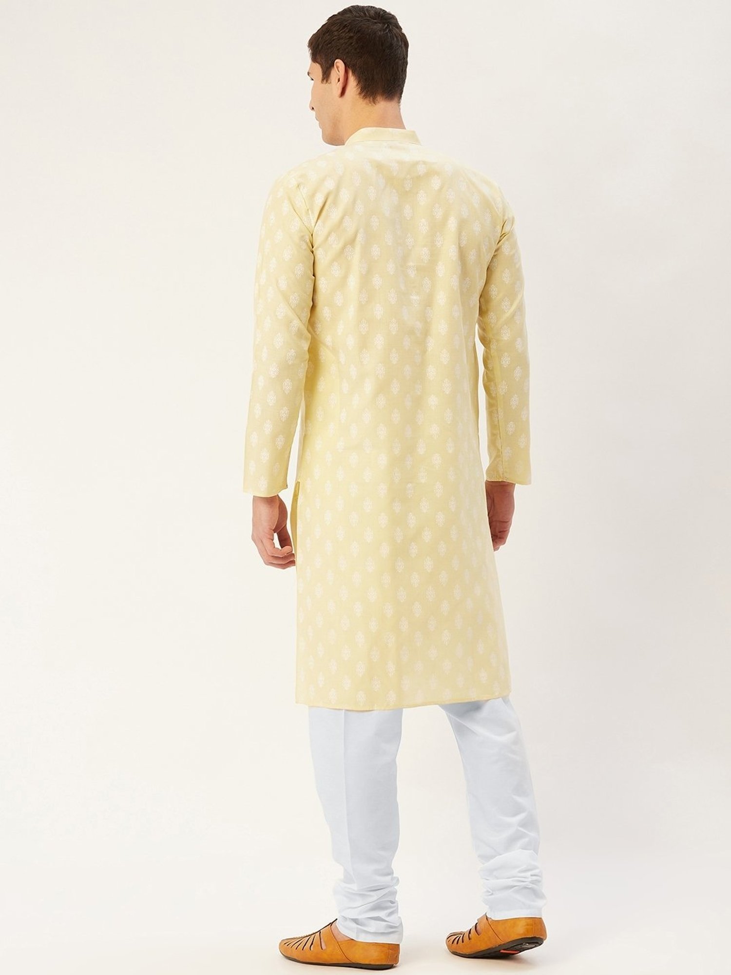 Jompers Yellow & White Regular Fit Printed Kurta Set