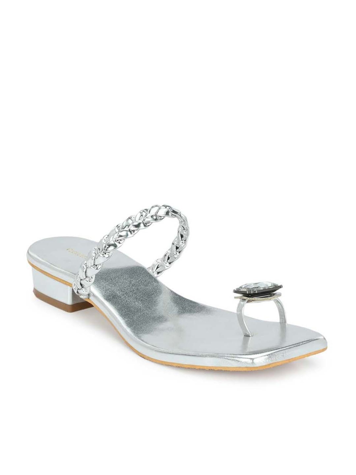 Clog London Women's Silver Toe Ring Sandals