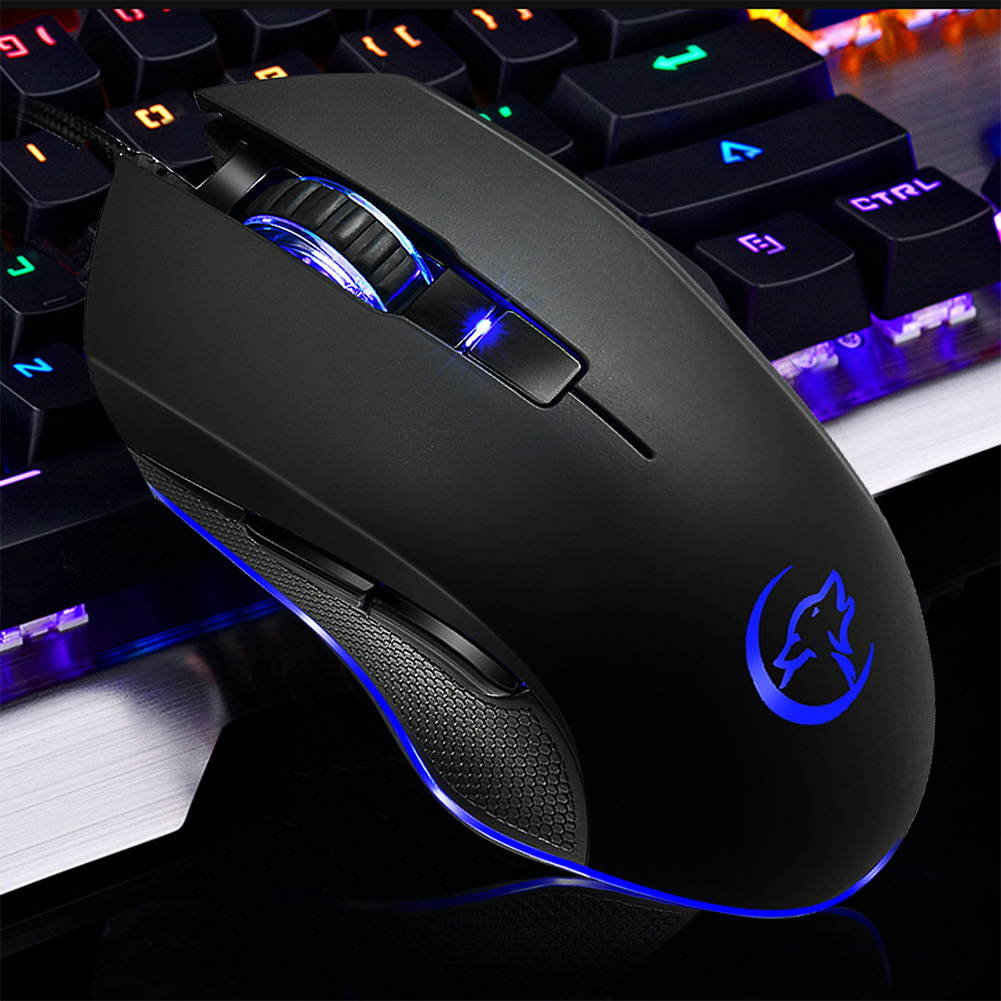 ABS Ergonomic Wired Professional Colorful Backlight USB 6 Buttons Compact Gaming Mouse Optical
(Color: Black)