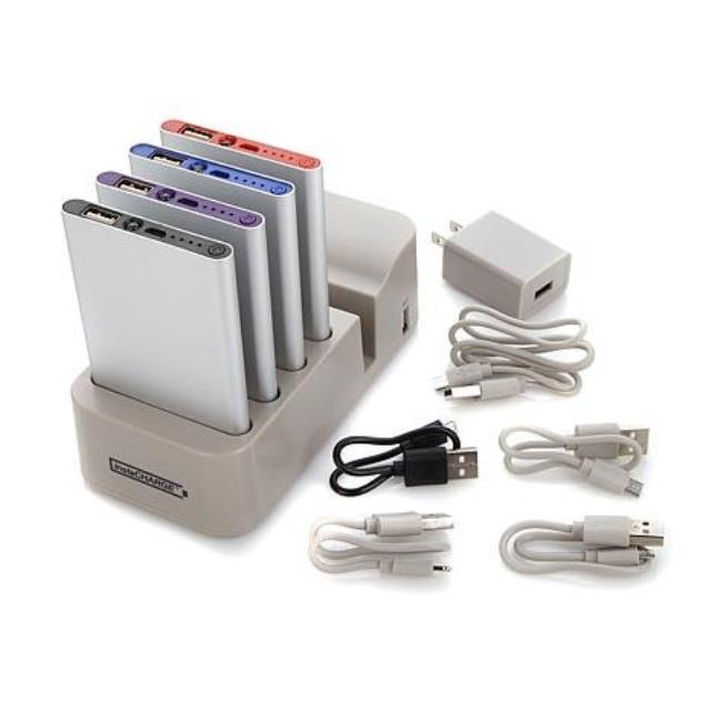 instaCHARGE Grab & Go 4-Pack 4000mAh Power Banks & Charging Station, Black