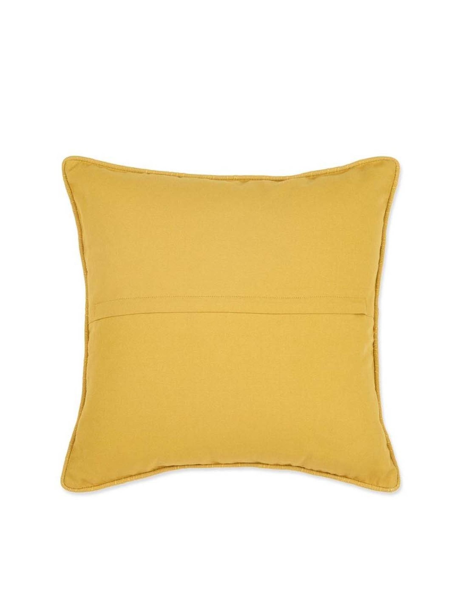Fabindia Home Ahava Yellow Cotton Blend Embroidered Cushion Cover