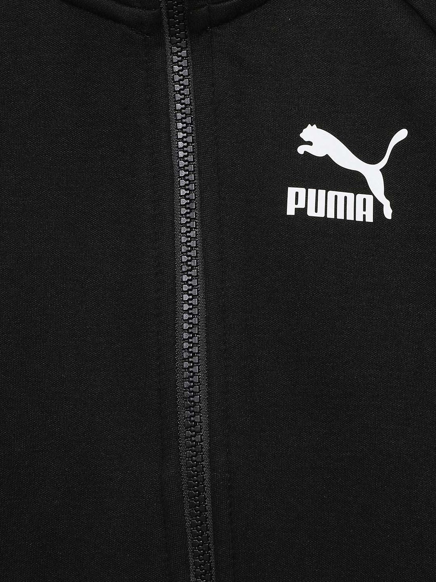 Puma Kids Iconic T7 Black & Red Cotton Logo Full Sleeves Track Jacket