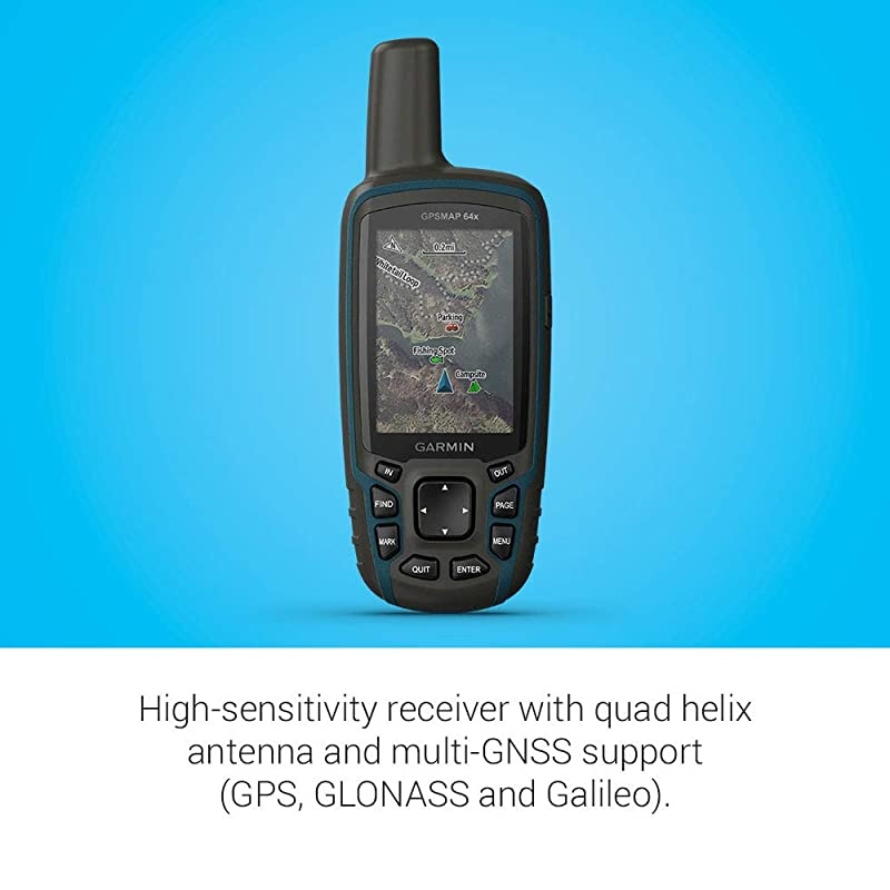 GPSMAP 64x, Handheld GPS, Preloaded with TopoActive Maps, Black/Navy, One Size (010-02258-00)