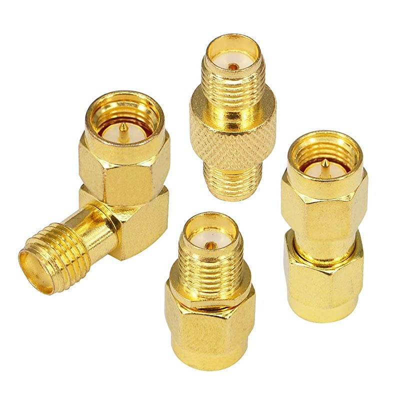 SMA Adapter Kit SMA Male Female Audio Antenna Extension Connector Right Angle 90 Degree Caoxial Connector 4 PCS