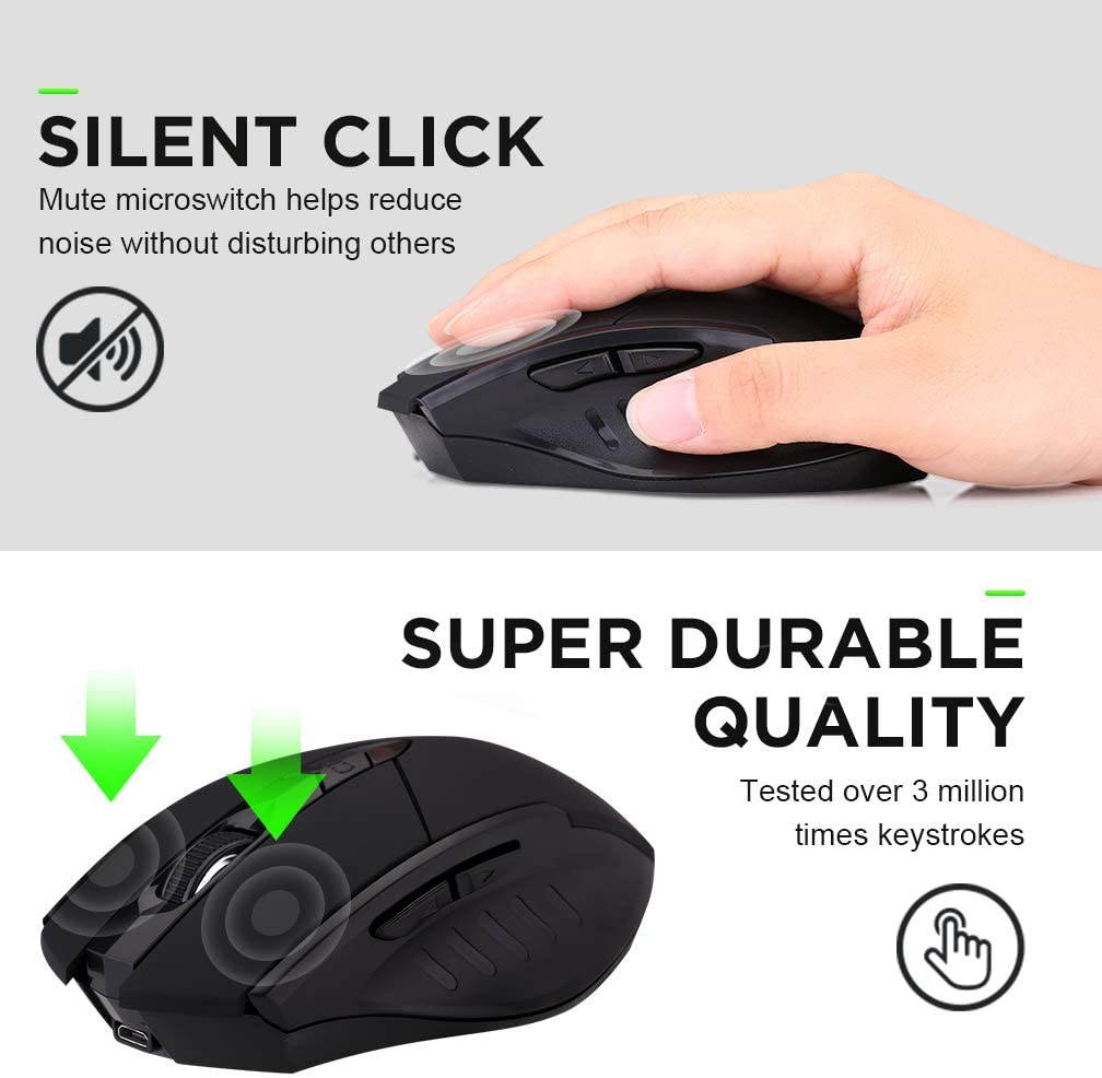 Bluetooth Mouse Wireless 2.4GHz Ergonomic Mice Mouse 4000DPI USB Receiver Optical Computer Gaming Mouse for Laptop PC