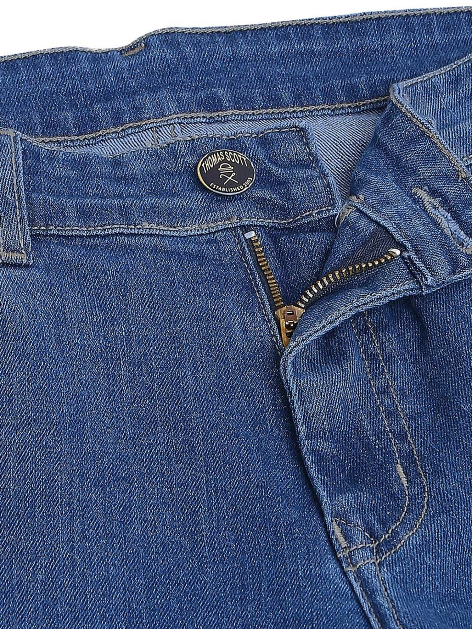 Thomas Scott Blue Regular Fit Lightly Washed Jeans