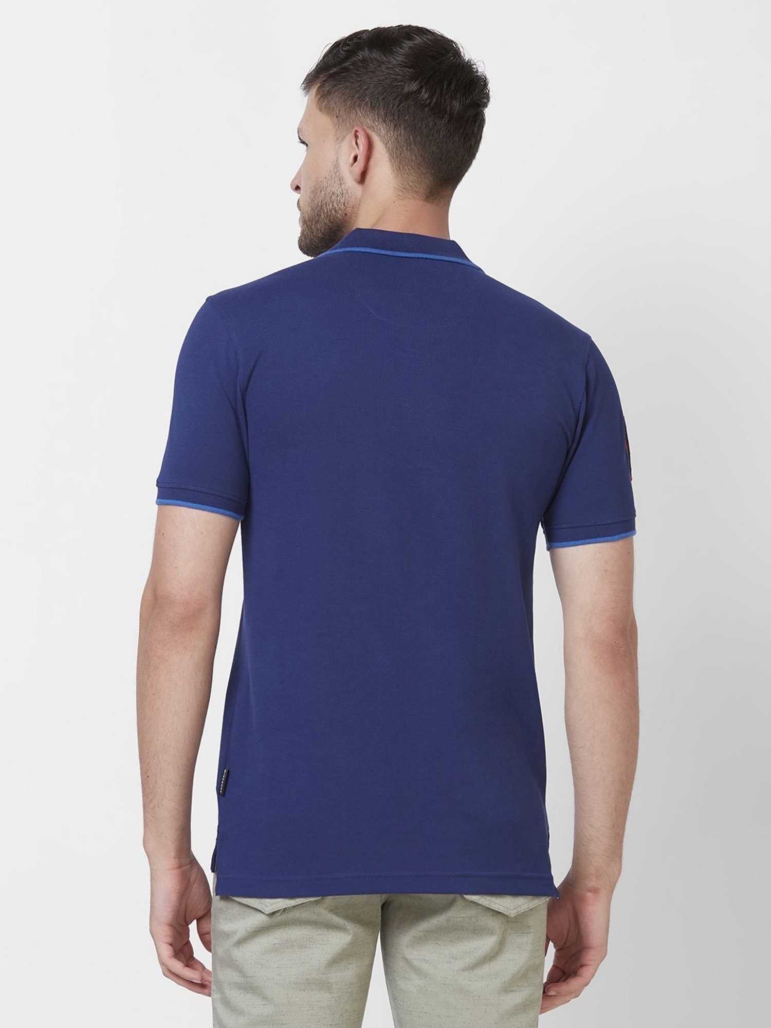 Giordano Navy Blue Cotton Slim Fit Polo T-Shirt