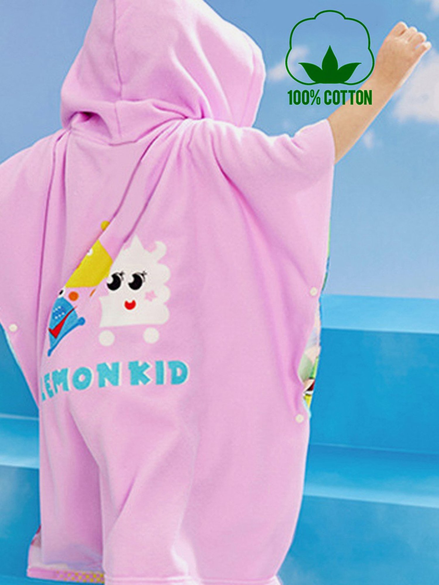 Little Surprise Box Kids Pink Printed Swim Poncho with Swim Bag