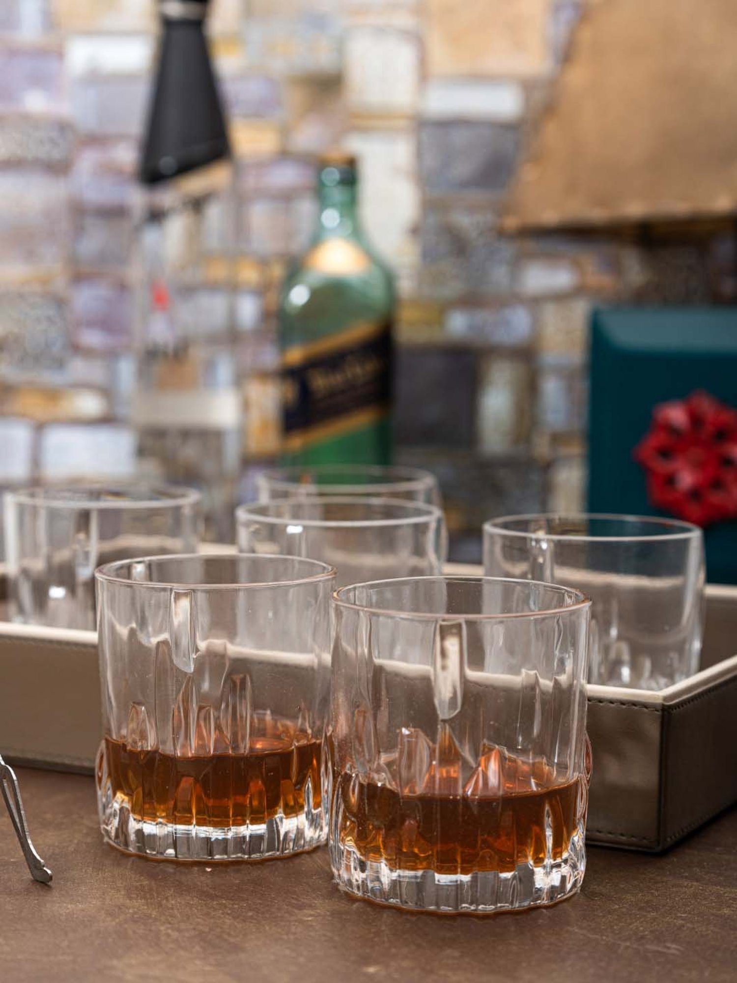 ROXX Volvic Transparent Glass Whisky Glasses (315 ml) - Set of 6