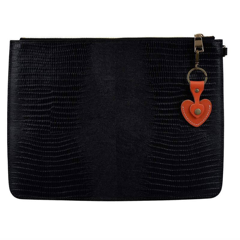 Richbud Full Grain Leather Spade Ace Coin Holder Key Chain Ring Guitar Picks Golf Ball Markers Case (Red)