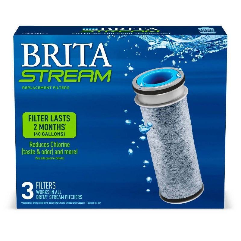 Brita Stream BPA Free Pitcher Replacement Water Filter - 3ct