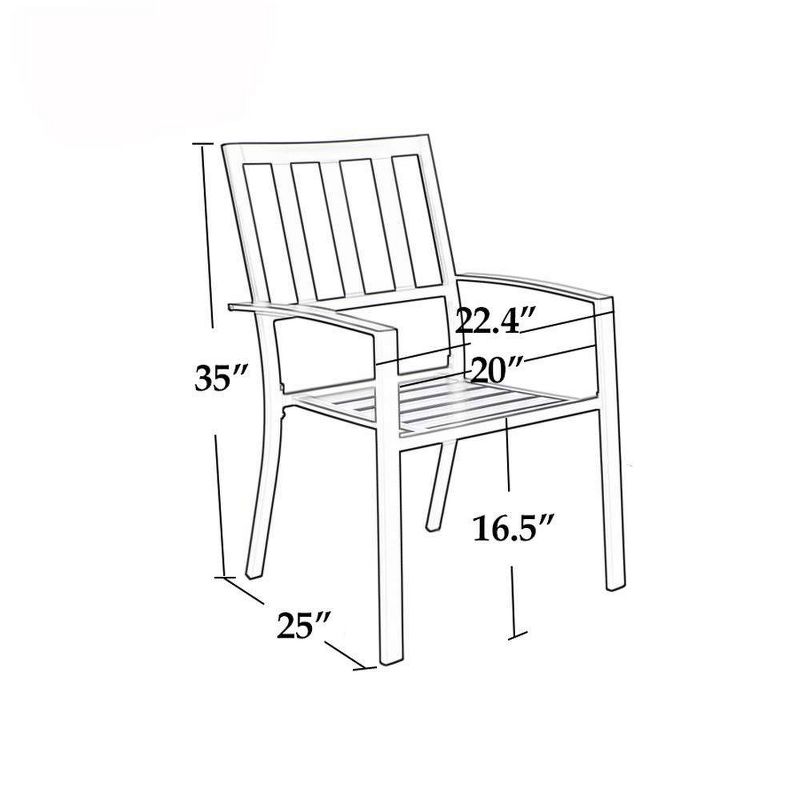 5pc Metal Indoor/Outdoor Square Gridded Dining Table with Arm Chairs & Umbrella Hole - Captiva Designs