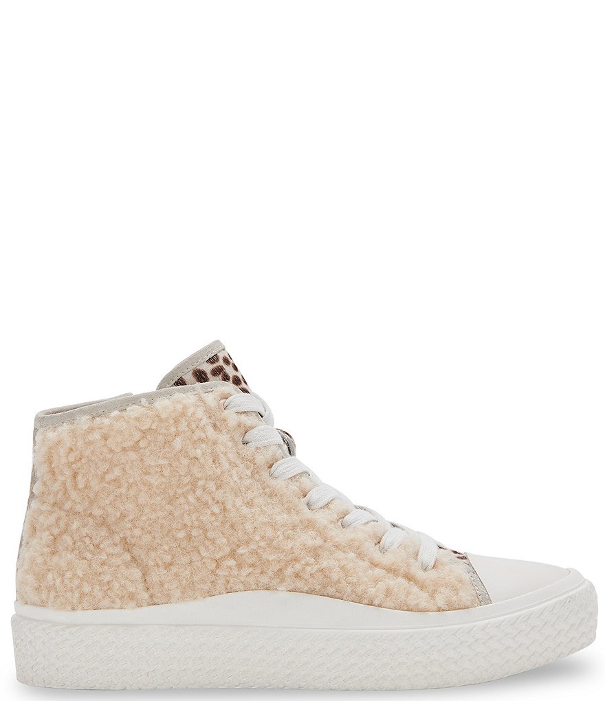 Dolce Vita Veola Plush Faux Shearling And Calf Hair High Top Sneakers