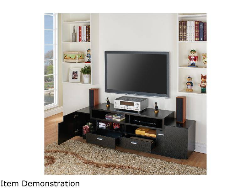 Furniture of America Braswell Wood 72-Inch Multi-Storage TV Stand in Black