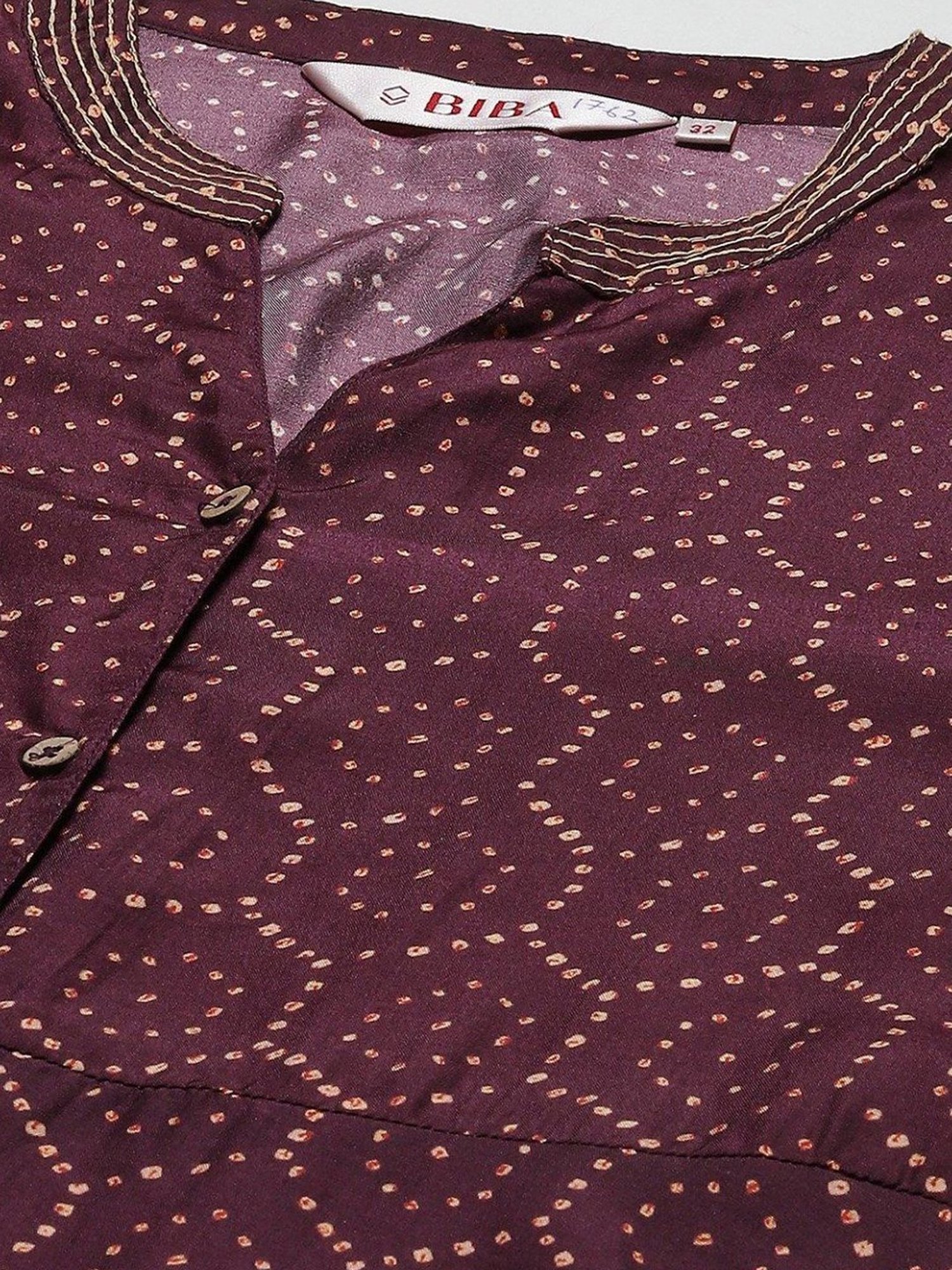 Biba Purple Printed Liva Tunic Pant Set